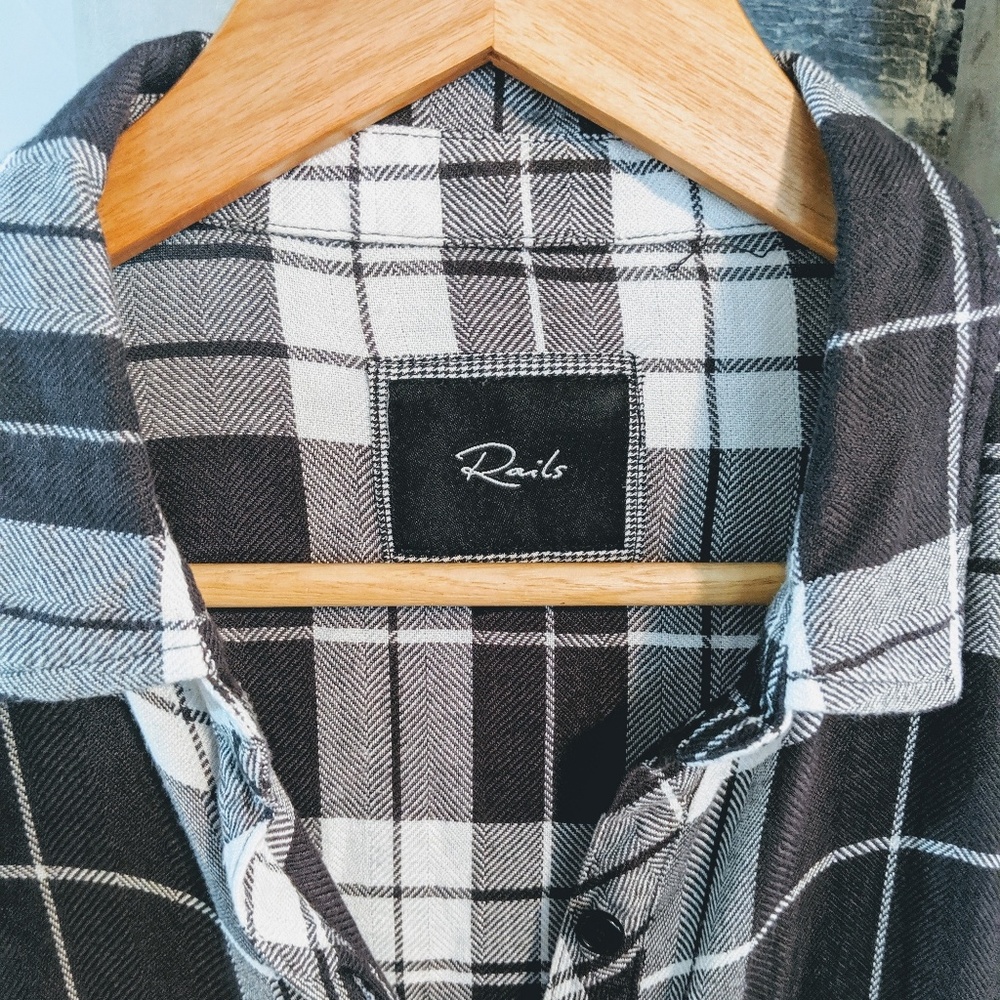 Rails Dylan Herringbone Check Plaid Dolman Shirt - image 3